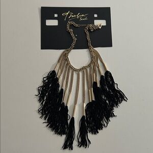 Thalia Sodi Black and Gold Layered Tassel Necklace